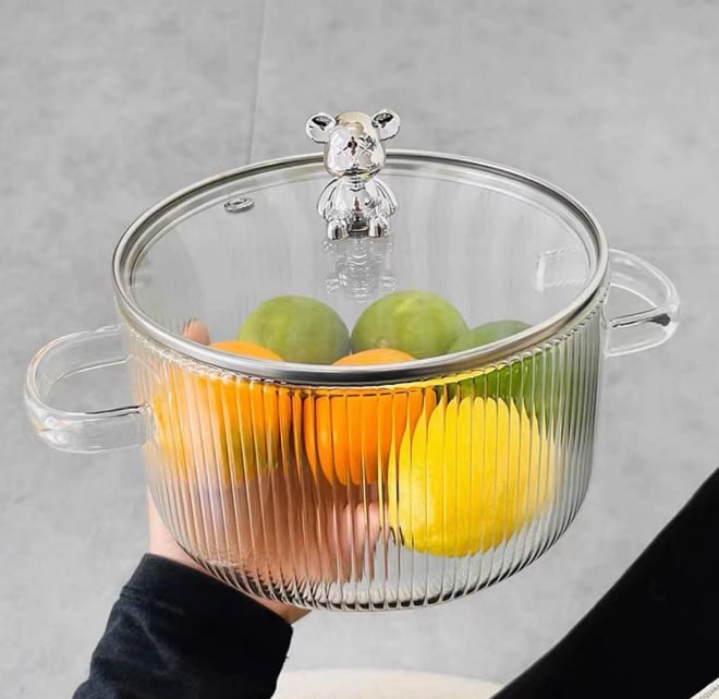 Olla de Vidrio transparente, resistente