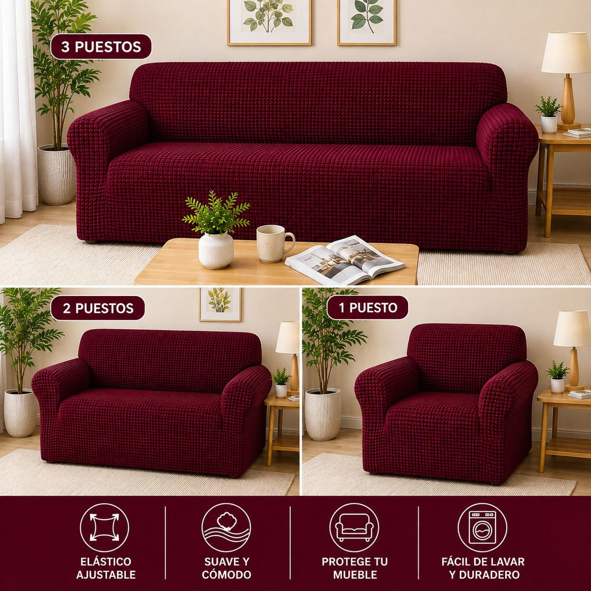 Set de 3 Forros de Mueble Sin Vuelo
