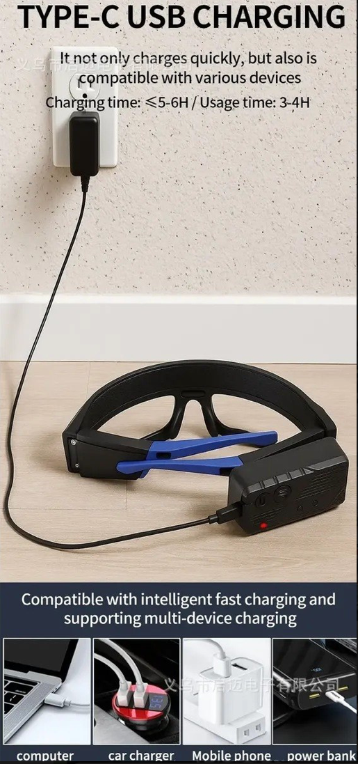 Gafas LED con Doble Fuente de Luz y Sensor de Movimiento (9 Modos)
