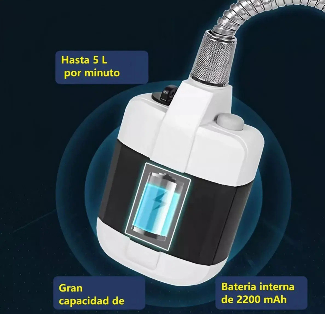 Ducha Portátil Inalámbrica para Exteriores con Bomba Recargable y Spray