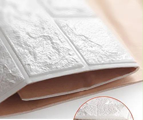 Pegantina de pared 3D de ladrillo blanco