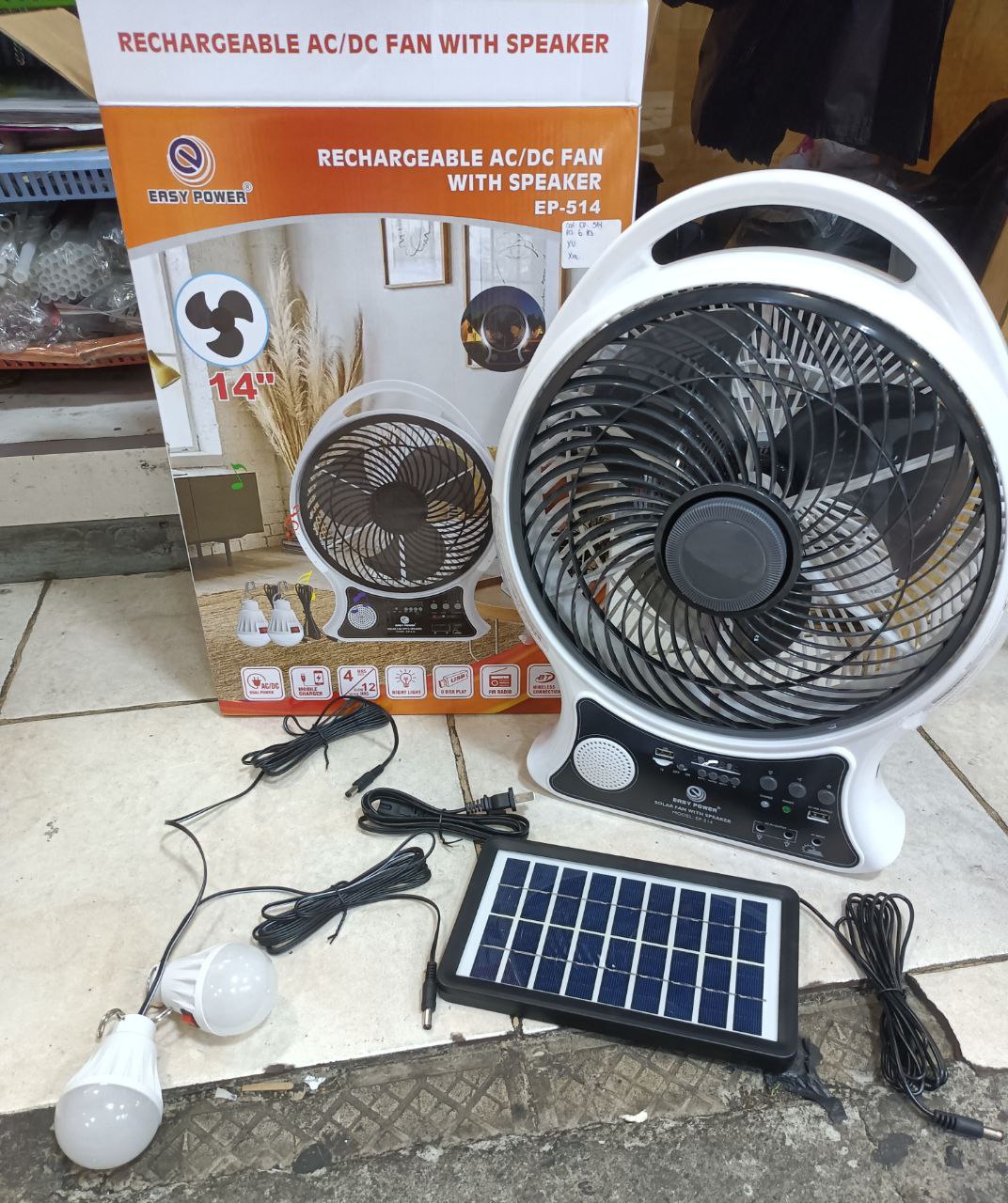 Ventilador recargable solar con Bluetooth