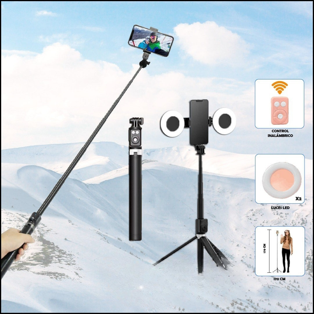 Selfie Stick Tripode con Luz LED
