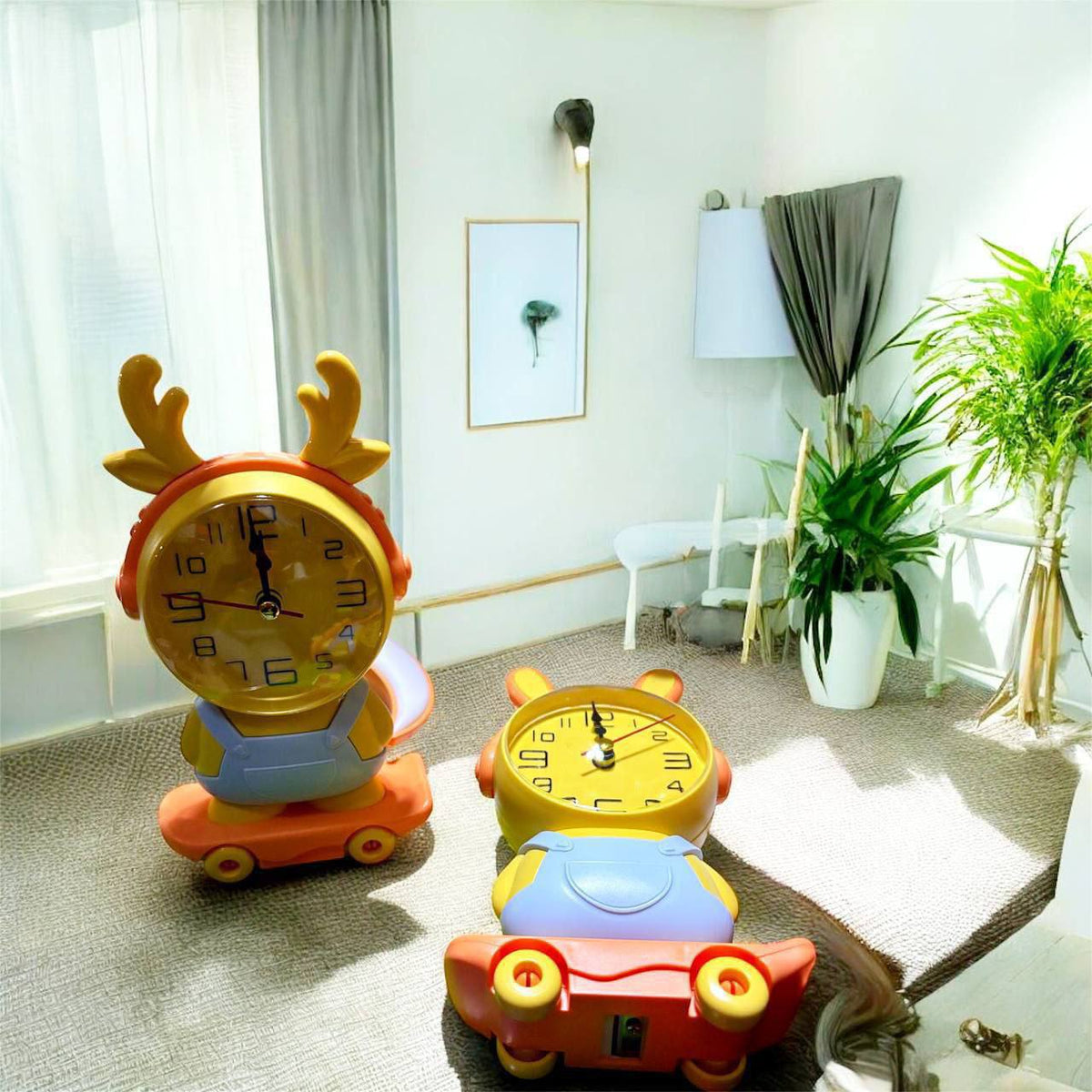 Lámpara de noche de luna con diseño de reloj
