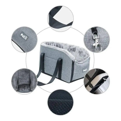 Asiento elevador y cama portátil de coche para mascotas