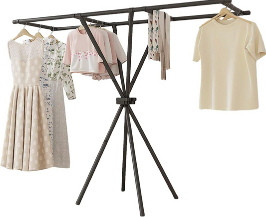 Tendedero de Ropa Plegable de Pie con Trípode y Barras Paralelas