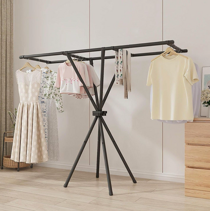 Tendedero de Ropa Plegable de Pie con Trípode y Barras Paralelas