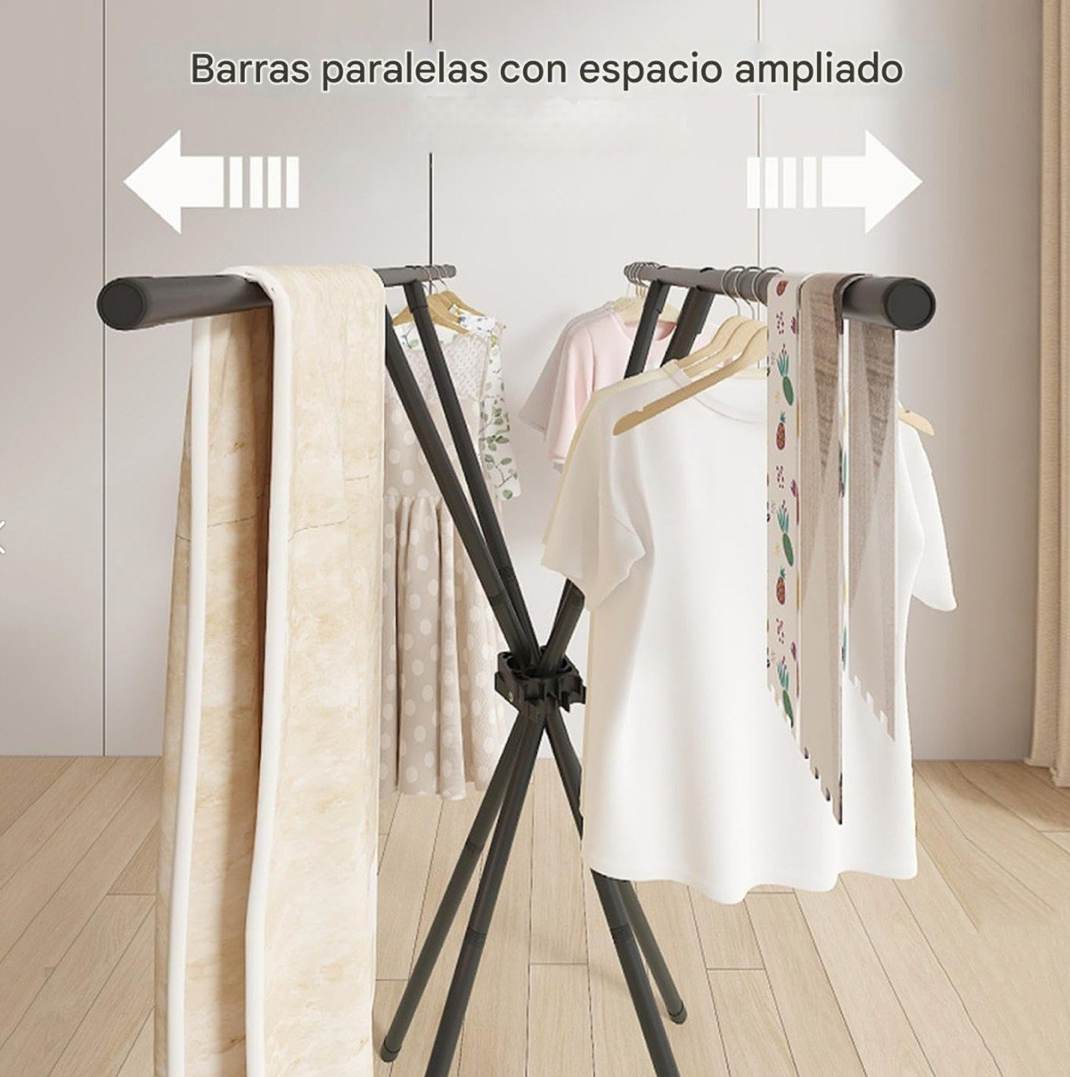 Tendedero de Ropa Plegable de Pie con Trípode y Barras Paralelas
