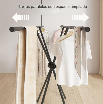 Tendedero de Ropa Plegable de Pie con Trípode y Barras Paralelas