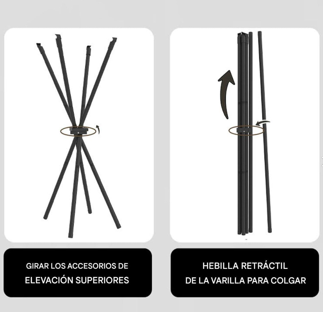 Tendedero de Ropa Plegable de Pie con Trípode y Barras Paralelas