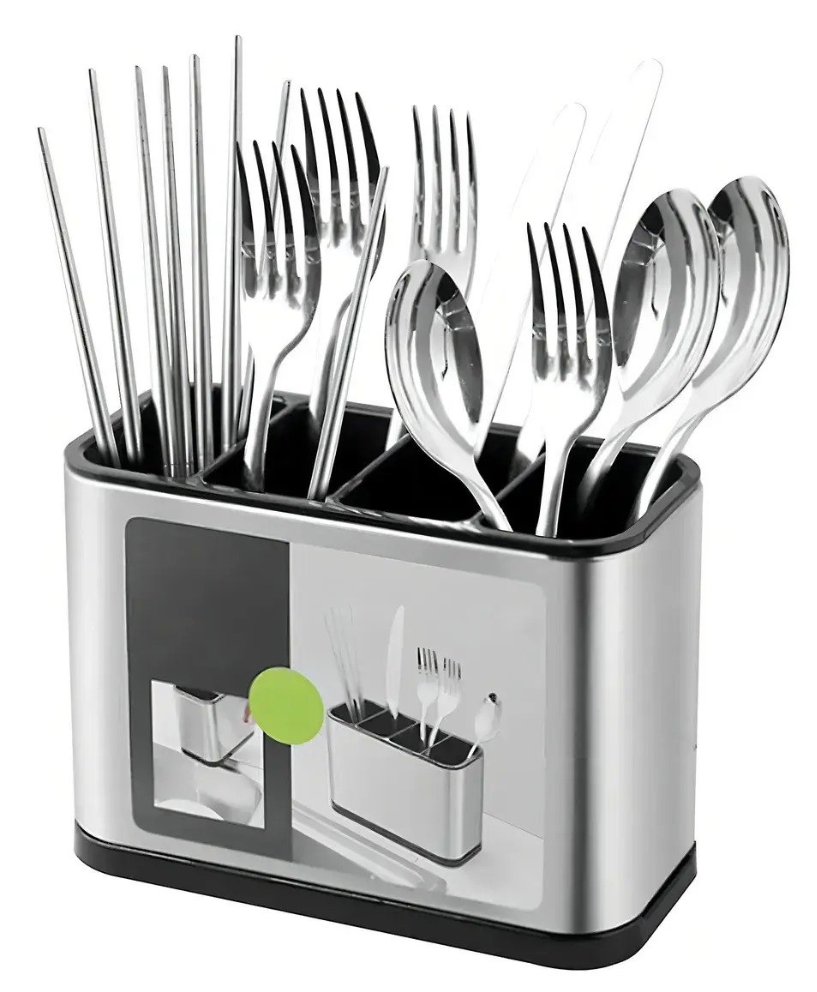 Organizador Escurridor de Cubiertos de Acero Inoxidable con Drenaje