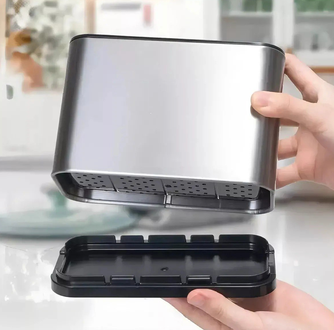 Organizador Escurridor de Cubiertos de Acero Inoxidable con Drenaje