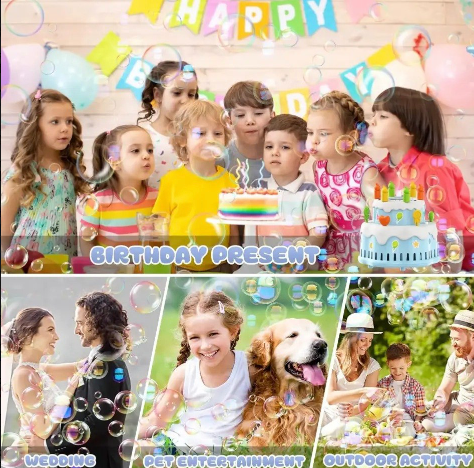 Máquina de Burbujas Pastel de Cumpleaños