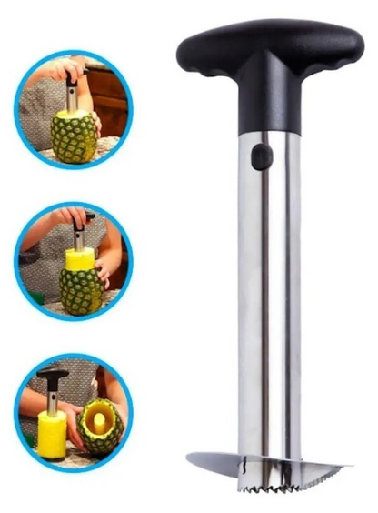 Cortador y Descorazonador de Piña de Acero Inoxidable con Mango Ergonómico