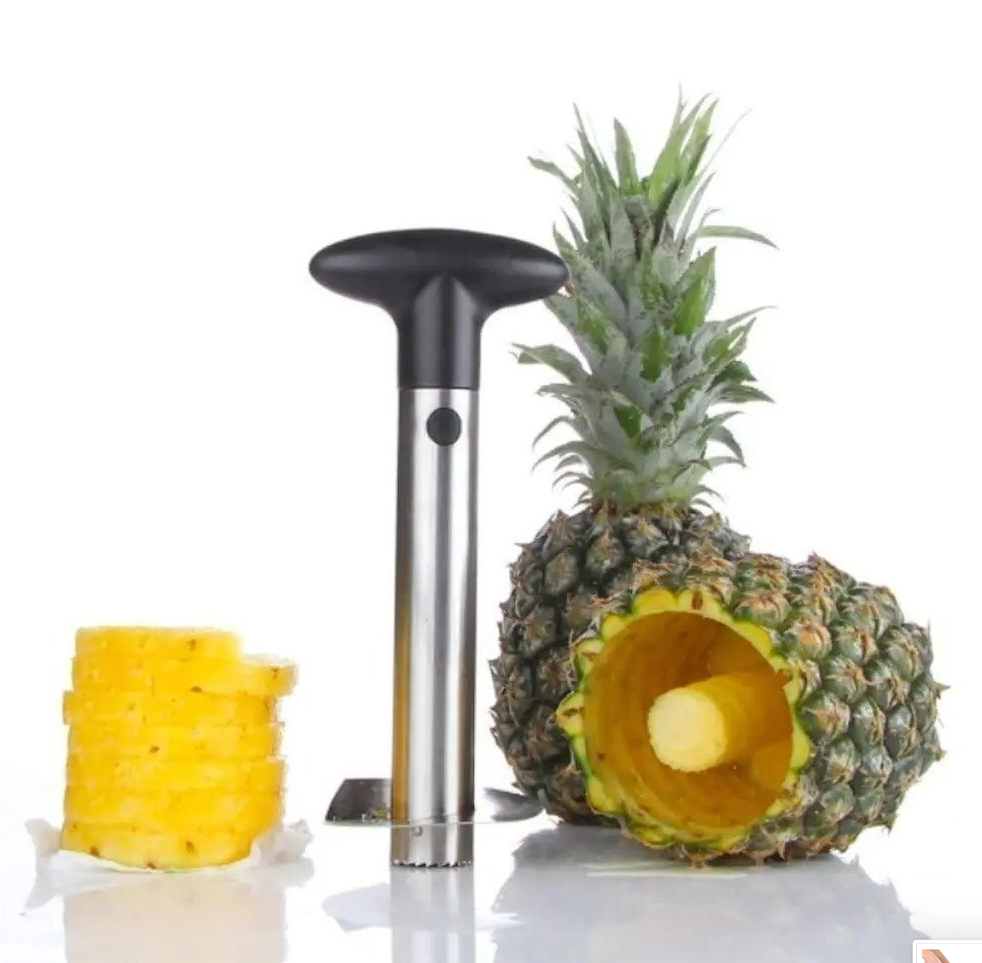 Cortador y Descorazonador de Piña de Acero Inoxidable con Mango Ergonómico