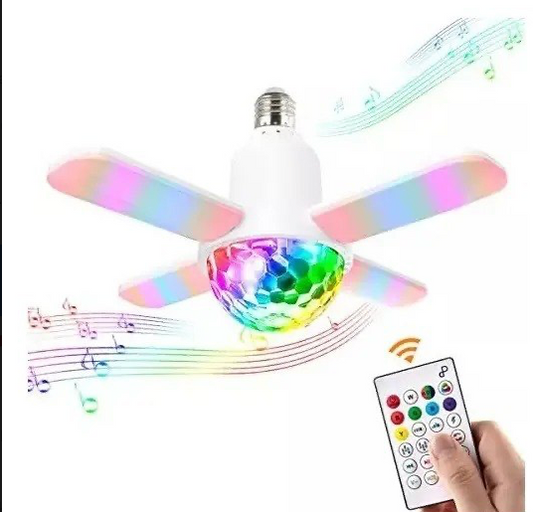 Foco LED con Ventilador Plegable, Luz Disco RGB y Bocina Bluetooth 33W