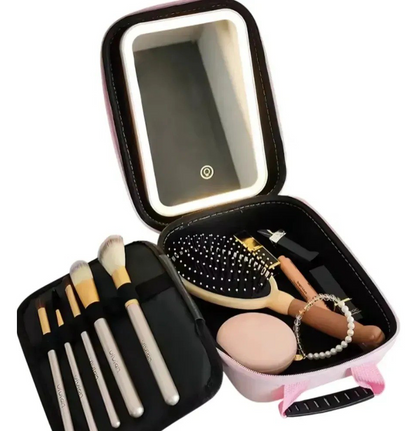 Cosmetiquera Organizadora de Maquillaje con Espejo LED Removible