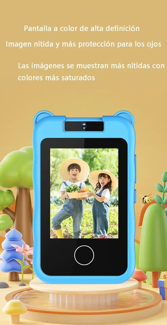 Teléfono Juguete Inteligente para Niños con Cámara Giratoria y Funciones Educativas