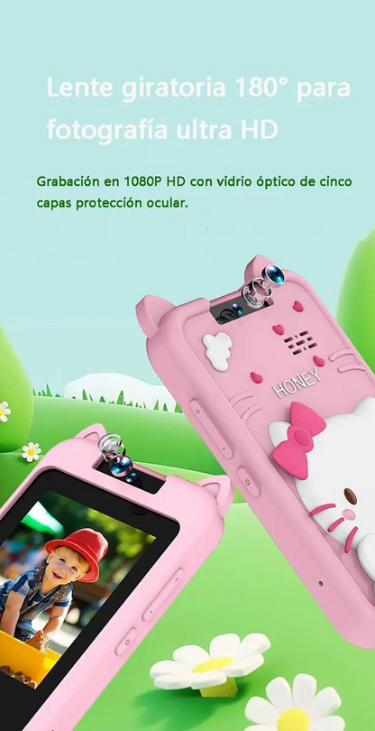 Teléfono Juguete Inteligente para Niños con Cámara Giratoria y Funciones Educativas