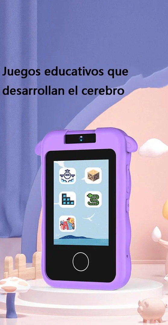 Teléfono Juguete Inteligente para Niños con Cámara Giratoria y Funciones Educativas