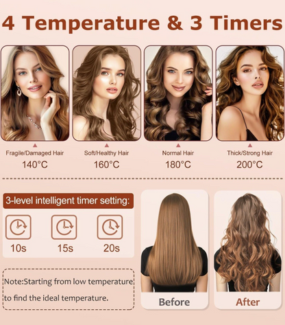 Rizador de Pelo Automático Inalámbrico / Giratorio con Revestimiento Cerámico