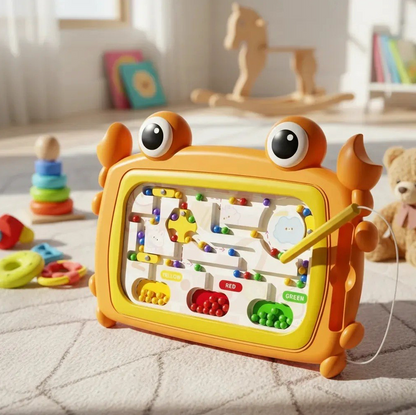 Laberinto Magnético de Madera con Diseño de Cangrejo para Niños