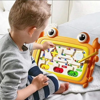 Laberinto Magnético de Madera con Diseño de Cangrejo para Niños