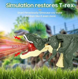 Dinosaurio de Juguete T-Rex Za Zaa Articulado con Sonido, Luz y Movimiento de Ataque