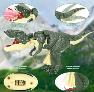 Dinosaurio de Juguete T-Rex Za Zaa Articulado con Sonido, Luz y Movimiento de Ataque