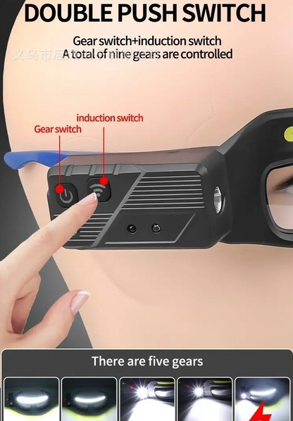 Gafas LED con Doble Fuente de Luz y Sensor de Movimiento (9 Modos)
