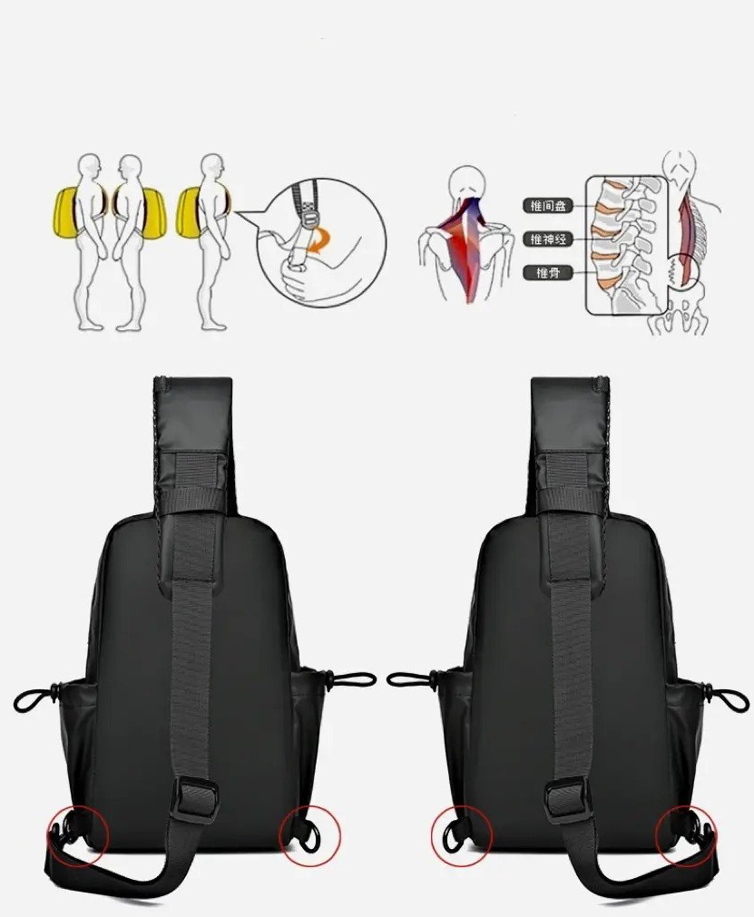 Mochila Bandolera Antirrobo Impermeable con Puerto USB