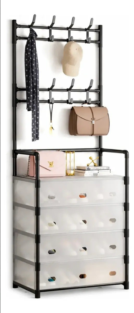Mueble Zapatero Organizador 2 en 1 con Perchero y Cajones