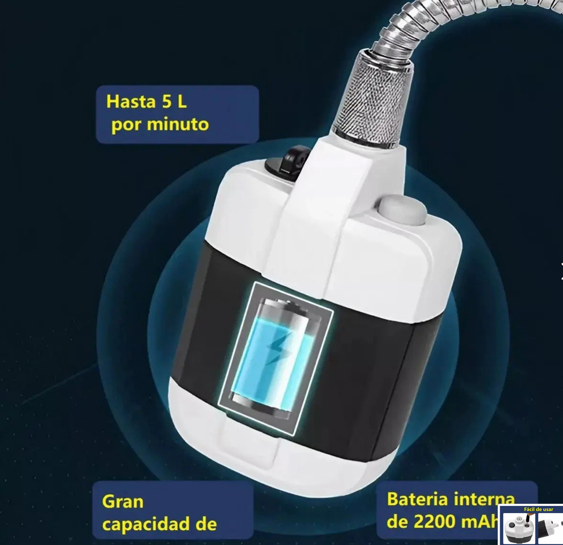 Ducha Portátil Inalámbrica para Exteriores con Bomba Recargable y Spray