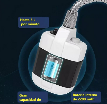 Ducha Portátil Inalámbrica para Exteriores con Bomba Recargable y Spray