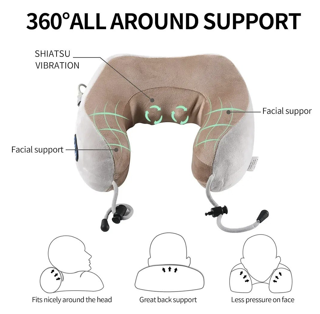 Almohada Cervical Masajeadora Eléctrica 360° con Calor Infrarrojo
