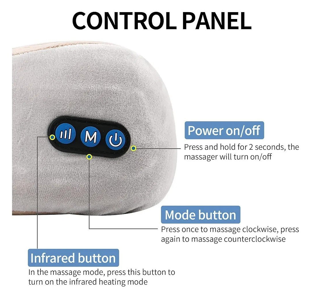Almohada Cervical Masajeadora Eléctrica 360° con Calor Infrarrojo