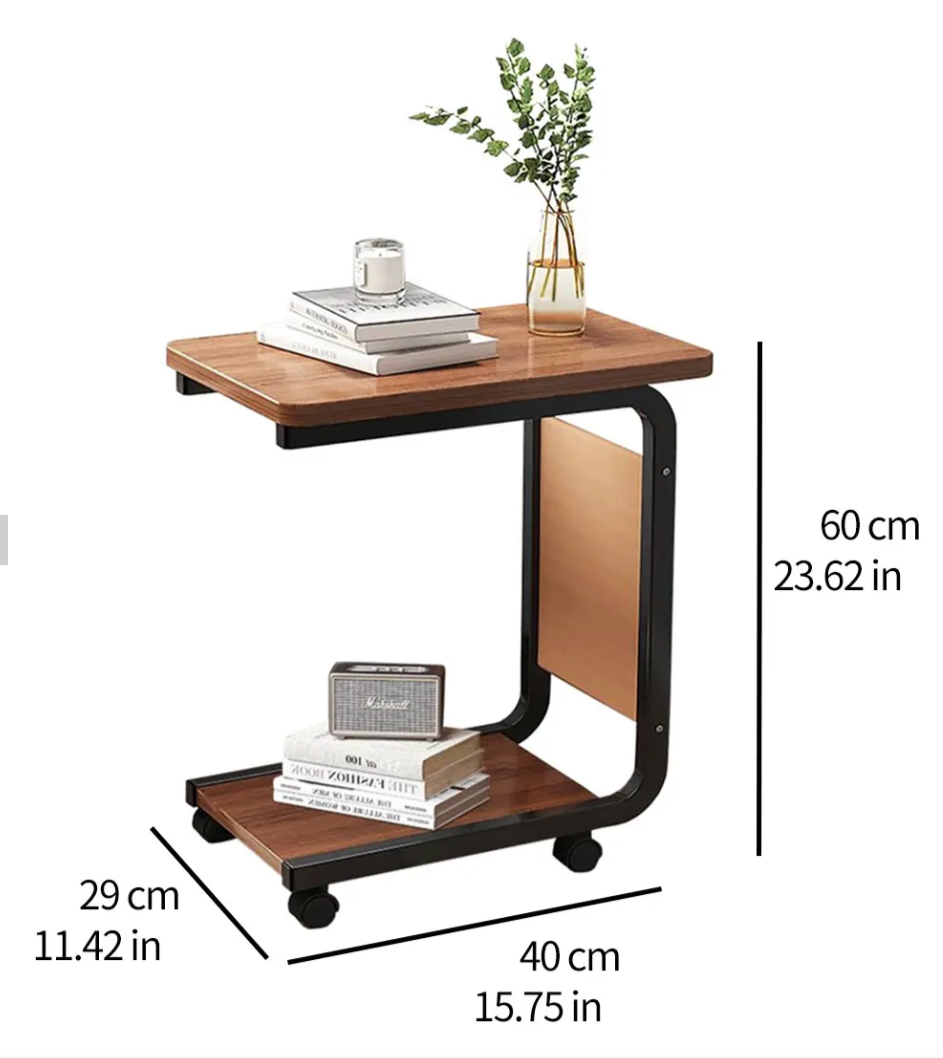Mesa Auxiliar C-Shape Móvil con Organizador Lateral de Tela