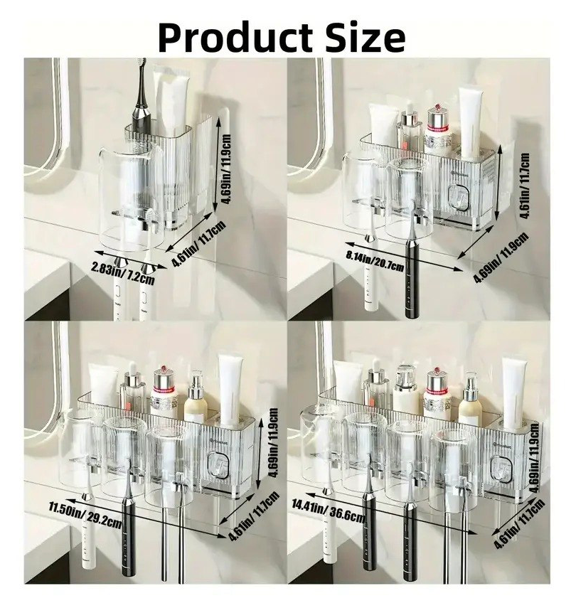 Organizador de Baño Acrílico Transparente con Portacepillos y Dispensador
