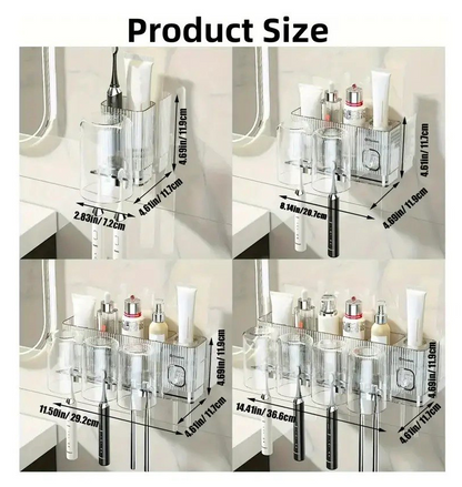 Organizador de Baño Acrílico Transparente con Portacepillos y Dispensador