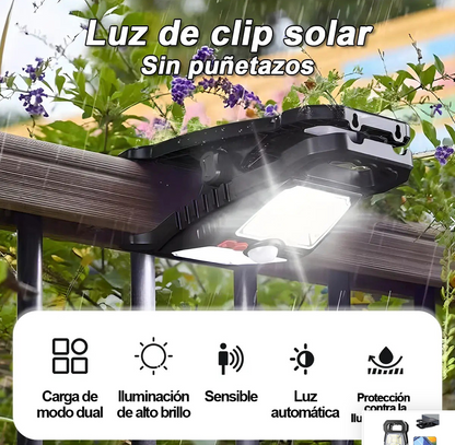 Lámpara Solar LED con Clip y Detección de Movimiento
