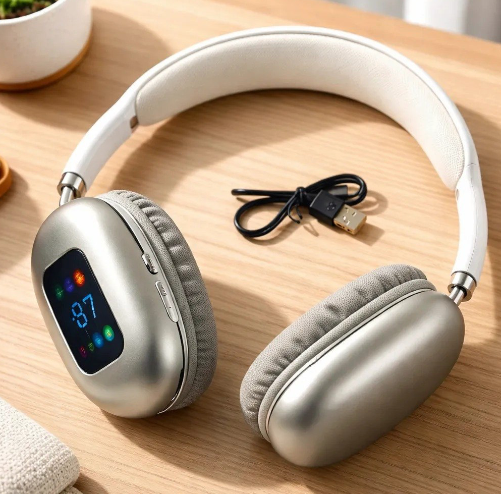 Audífonos Inalámbricos Over-Ear con Pantalla Digital y Controles de Ecualización