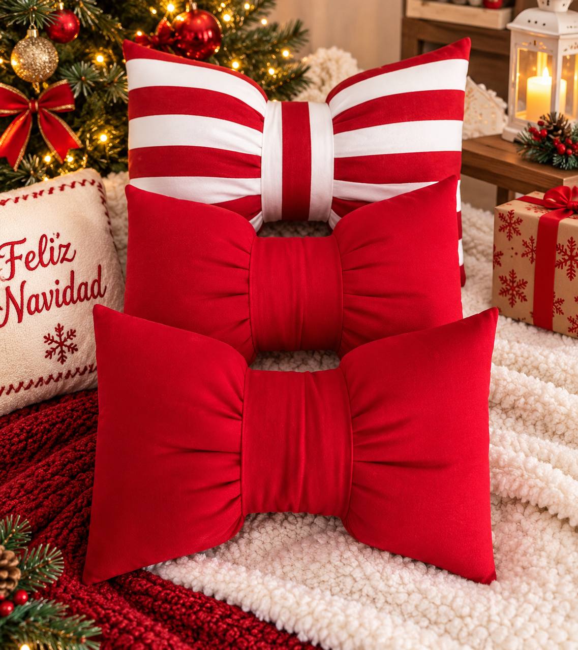 Cojín Rojo Navideño - Lazo