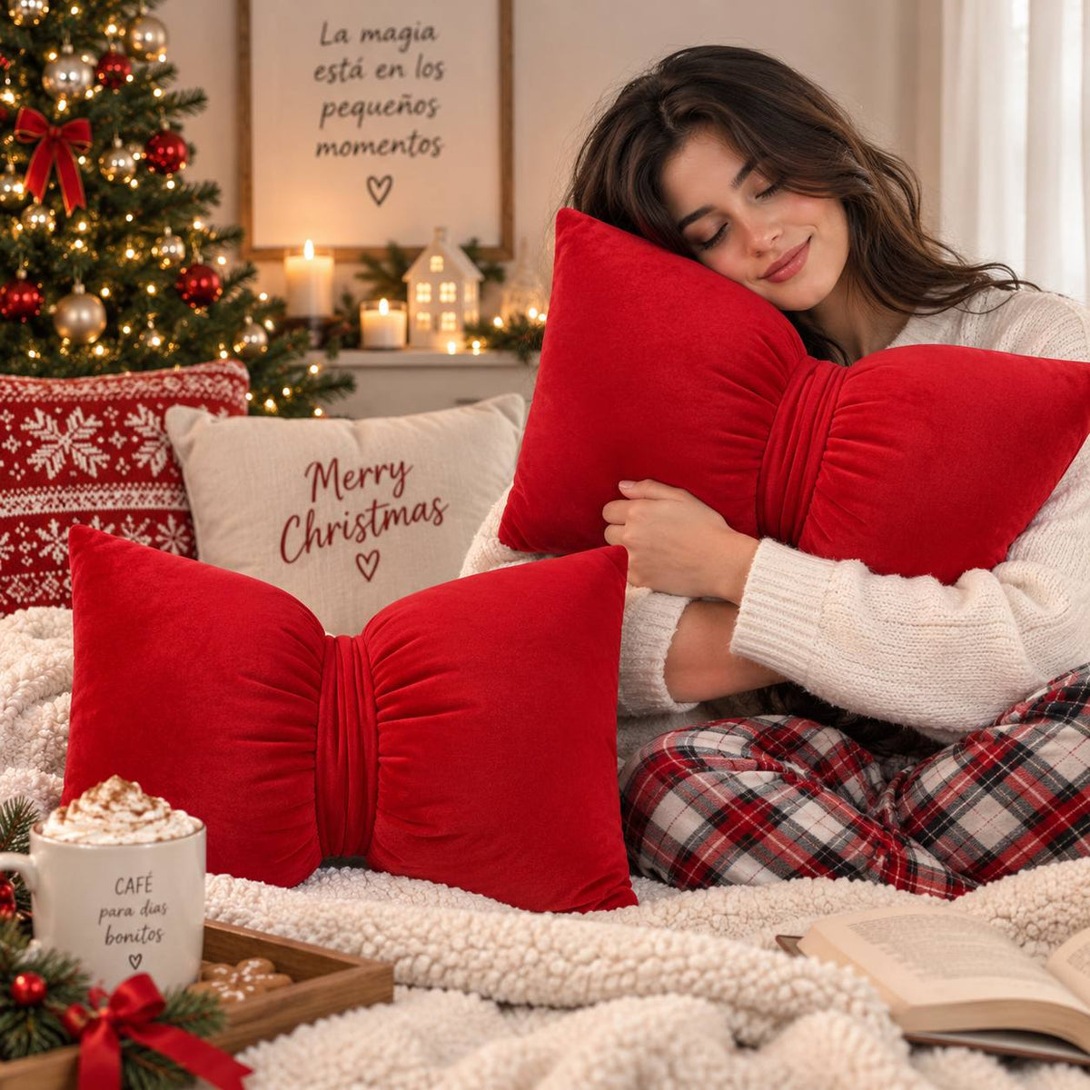 Cojín Rojo Navideño - Lazo