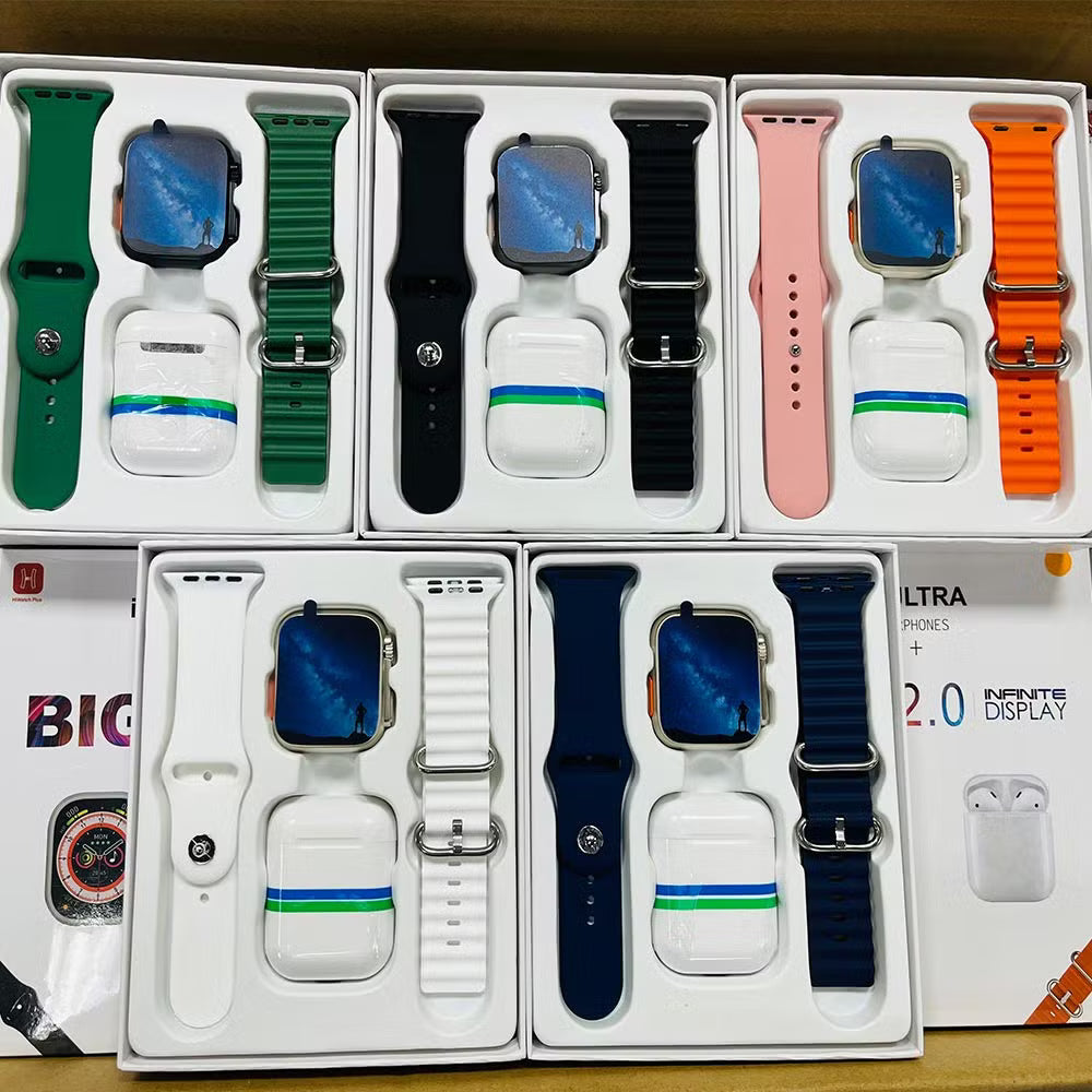 Smartwatch + Audífonos + 2 Correas