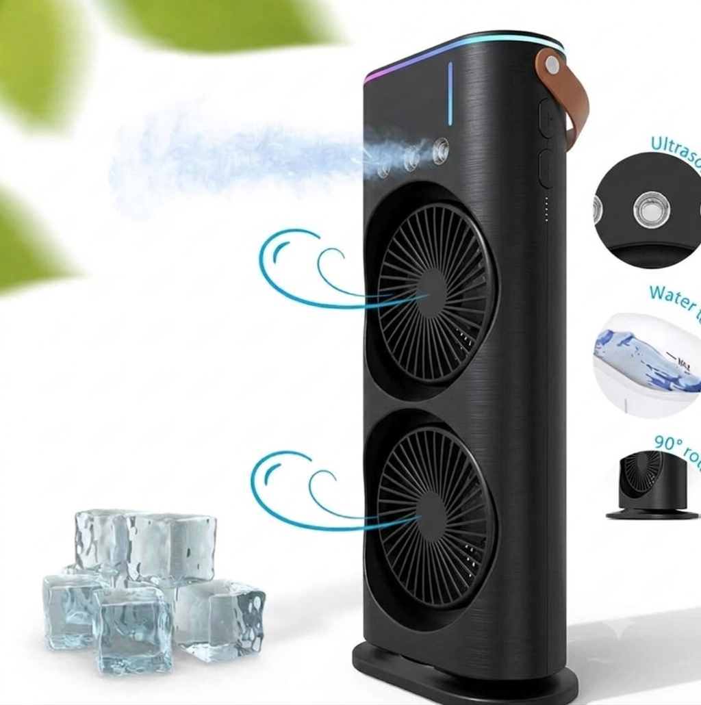 Ventilador doble humidificador con luz