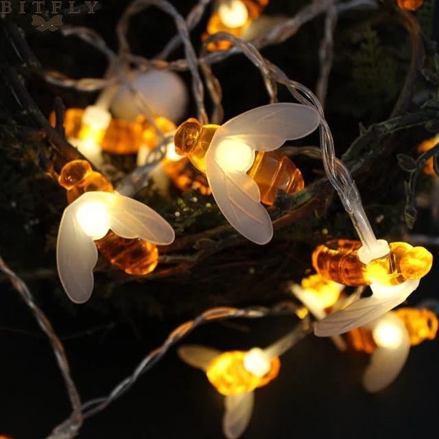 Guirnalda con luces led en forma de abeja