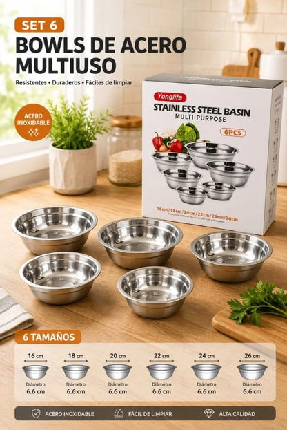 Set de bandejas de acero 6 pcs