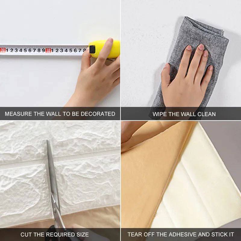 Pegantina de pared 3D de ladrillo blanco