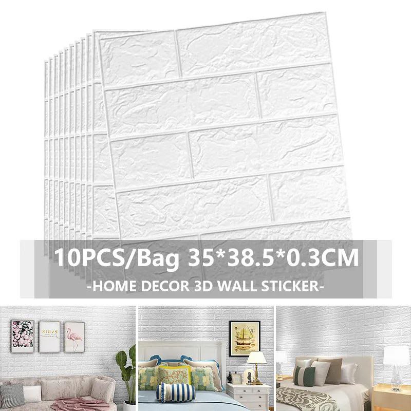 Pegantina de pared 3D de ladrillo blanco