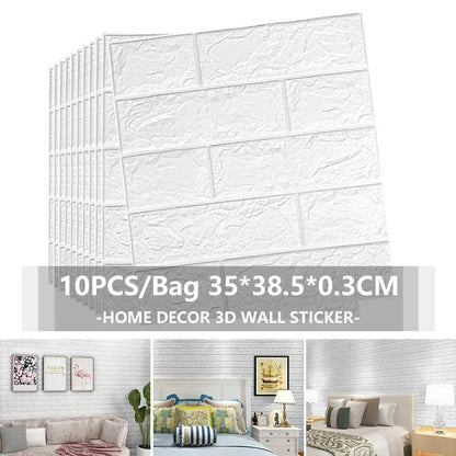 Pegantina de pared 3D de ladrillo blanco